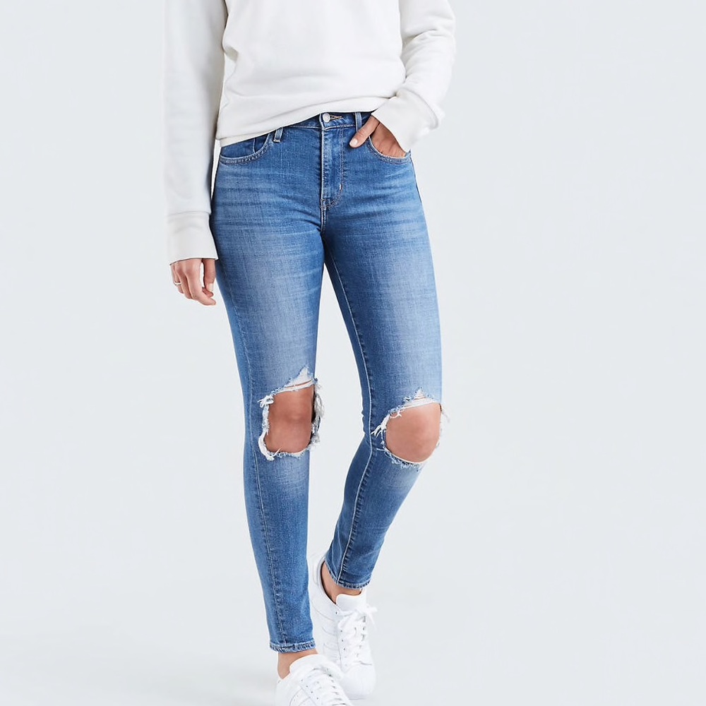 Levi’s 721 High Rise Distressed Skinny Jeans
